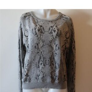 WOMENS MONROW GREY BLACK SNAKE JACQUARD PYTHON DESIGN RAGLAN SWEATER M